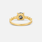 Round Cabochon Black Rutilated Quartz Engagement Ring with Marquise Side Stones - Additional view