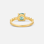 Round Cabochon Moss Agate Engagement Ring with Marquise Side Stones - Additional view