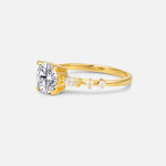 Round Cabochon Lab Diamond Engagement Ring with Marquise Side Stones - Additional view