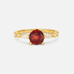 Round Cabochon Garnet Engagement Ring with Marquise Side Stones - Additional view