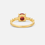 Round Cabochon Garnet Engagement Ring with Marquise Side Stones - Additional view