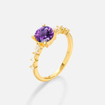 Round Cabochon Amethyst Engagement Ring with Marquise Side Stones - Additional view