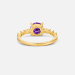 Round Cabochon Amethyst Engagement Ring with Marquise Side Stones - Additional view