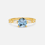 Round Cabochon Aquamarine Engagement Ring with Marquise Side Stones - Additional view