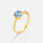 Round Cabochon Aquamarine Engagement Ring with Marquise Side Stones - Additional view