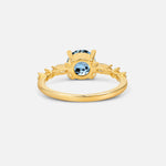 Round Cabochon Aquamarine Engagement Ring with Marquise Side Stones - Additional view