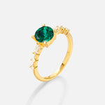 Round Cabochon Emerald Engagement Ring with Marquise Side Stones - Additional view