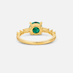 Round Cabochon Emerald Engagement Ring with Marquise Side Stones - Additional view