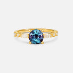 Round Cabochon Alexandrite Engagement Ring with Marquise Side Stones - Additional view