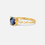 Round Cabochon Alexandrite Engagement Ring with Marquise Side Stones - Additional view