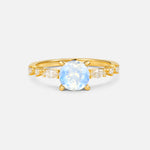 Round Cabochon Moonstone Engagement Ring with Marquise Side Stones - Additional view