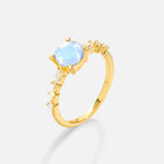 Round Cabochon Moonstone Engagement Ring with Marquise Side Stones - Additional view