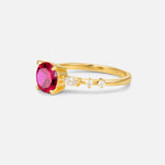 Round Cabochon Ruby Engagement Ring with Marquise Side Stones - Additional view