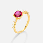 Round Cabochon Ruby Engagement Ring with Marquise Side Stones - Additional view