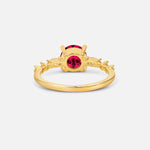 Round Cabochon Ruby Engagement Ring with Marquise Side Stones - Additional view
