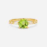 Round Cabochon Peridot Engagement Ring with Marquise Side Stones - Additional view