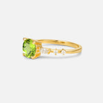 Round Cabochon Peridot Engagement Ring with Marquise Side Stones - Additional view