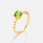 Round Cabochon Peridot Engagement Ring with Marquise Side Stones - Additional view