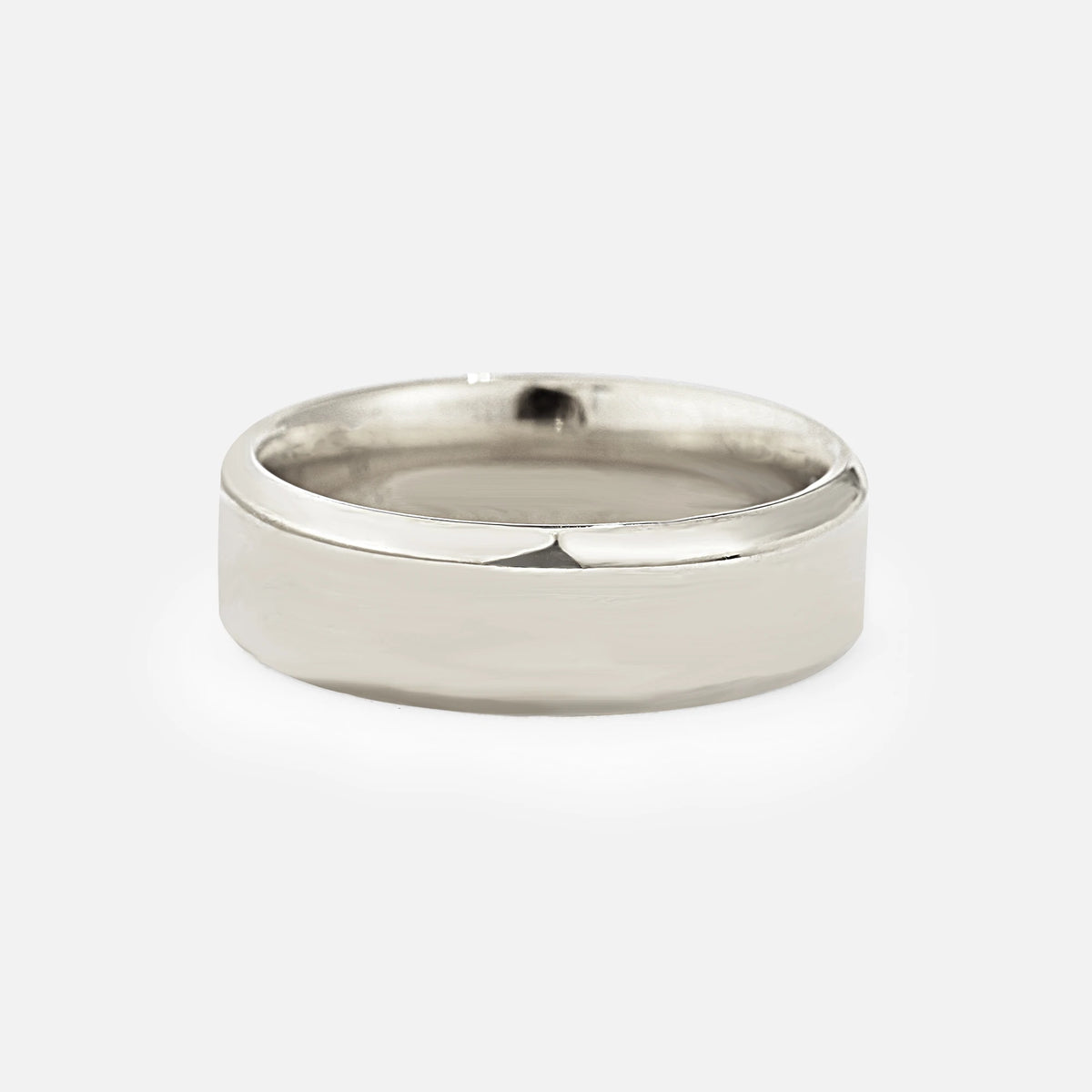 Minimalist Wide Men’s Wedding Band with Beveled Edge - Additional view