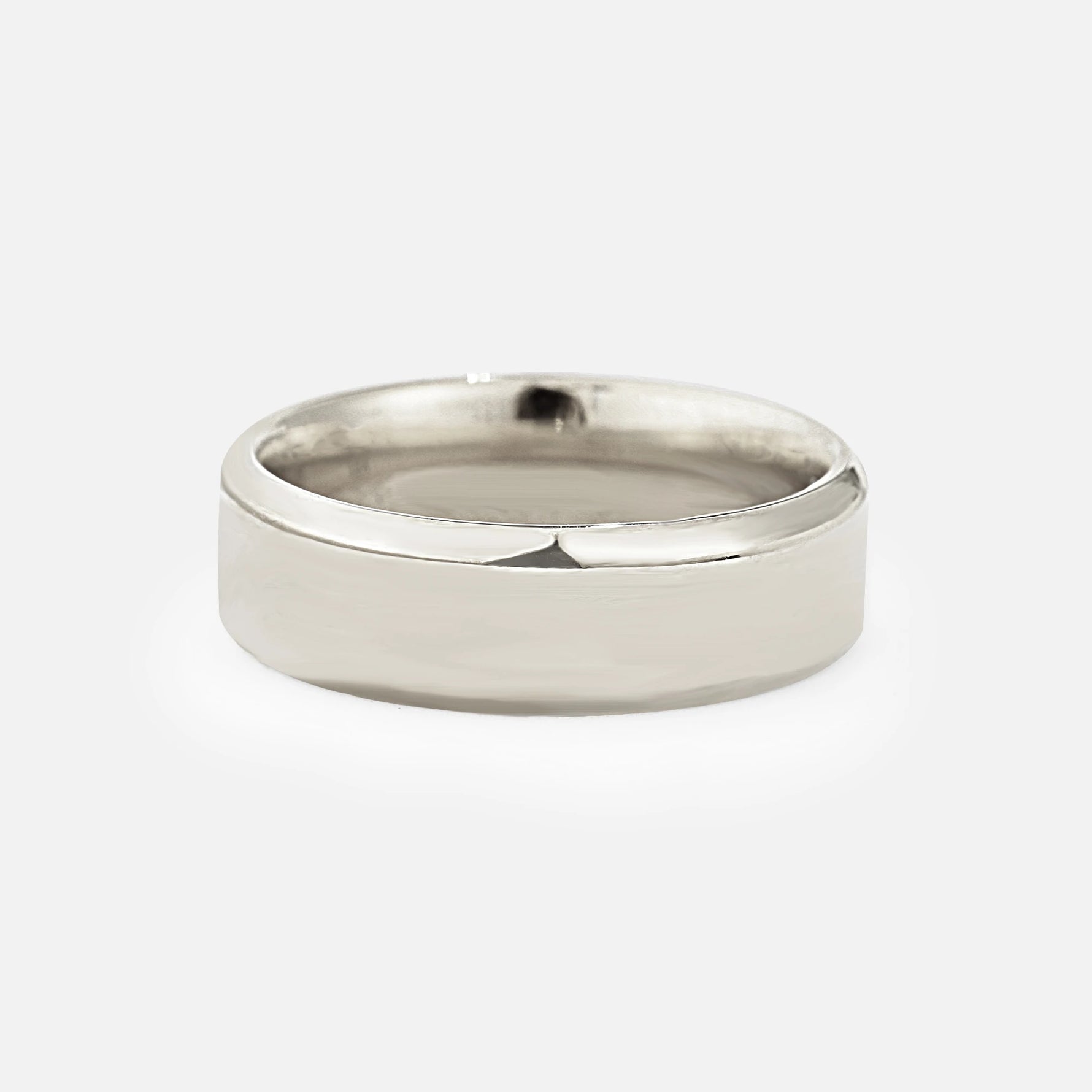 Minimalist Wide Men’s Wedding Band with Beveled Edge - Additional view