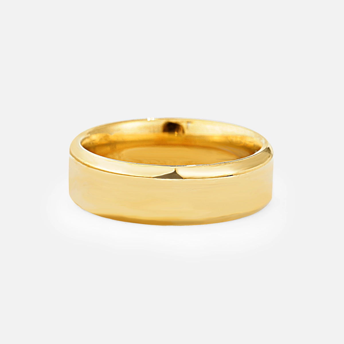 Minimalist Wide Men’s Wedding Band with Beveled Edge - Additional view
