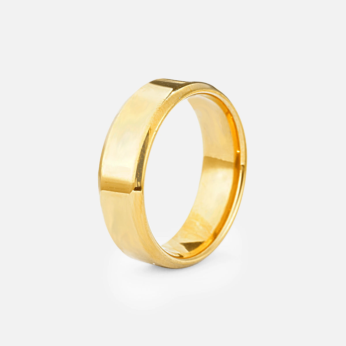 Minimalist Wide Men’s Wedding Band with Beveled Edge - Additional view