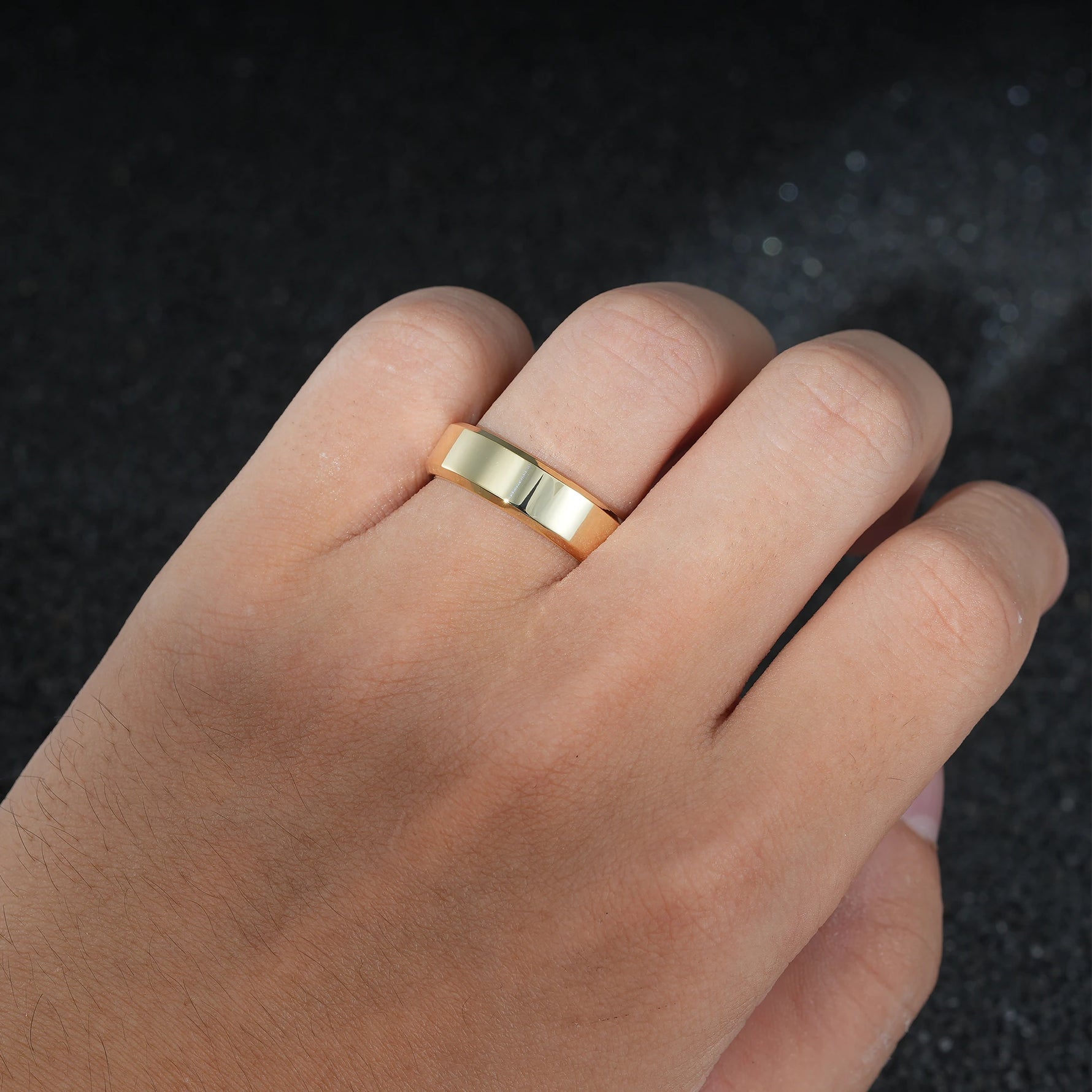 Minimalist Wide Men’s Wedding Band with Beveled Edge - Additional view