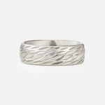 Botanical Leaf Men’s Wedding Band with Engraved Pattern - Additional view