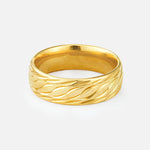 Botanical Leaf Men’s Wedding Band with Engraved Pattern - Additional view