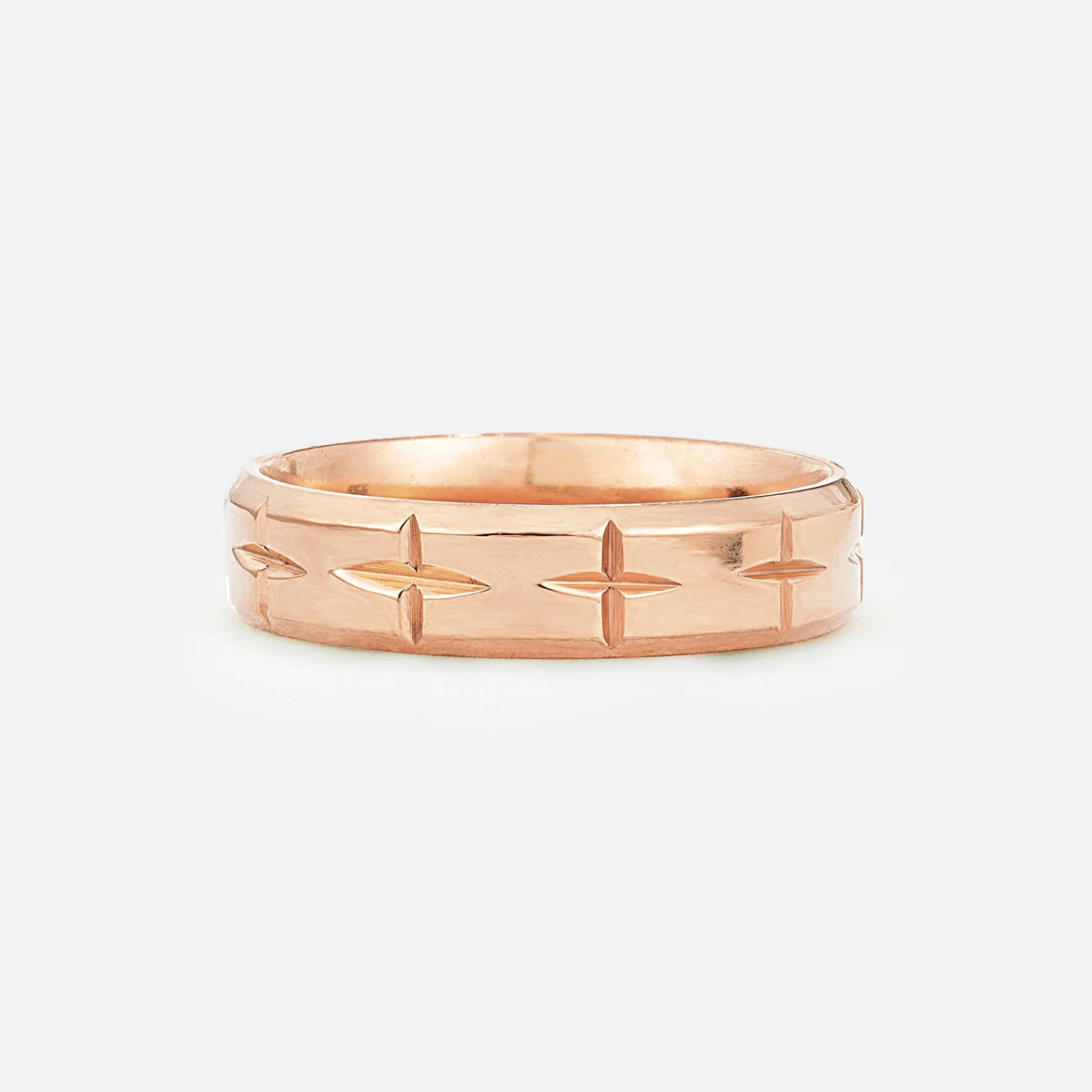 Cross Engraved Men’s Wedding Band with Polished Finish - Additional view