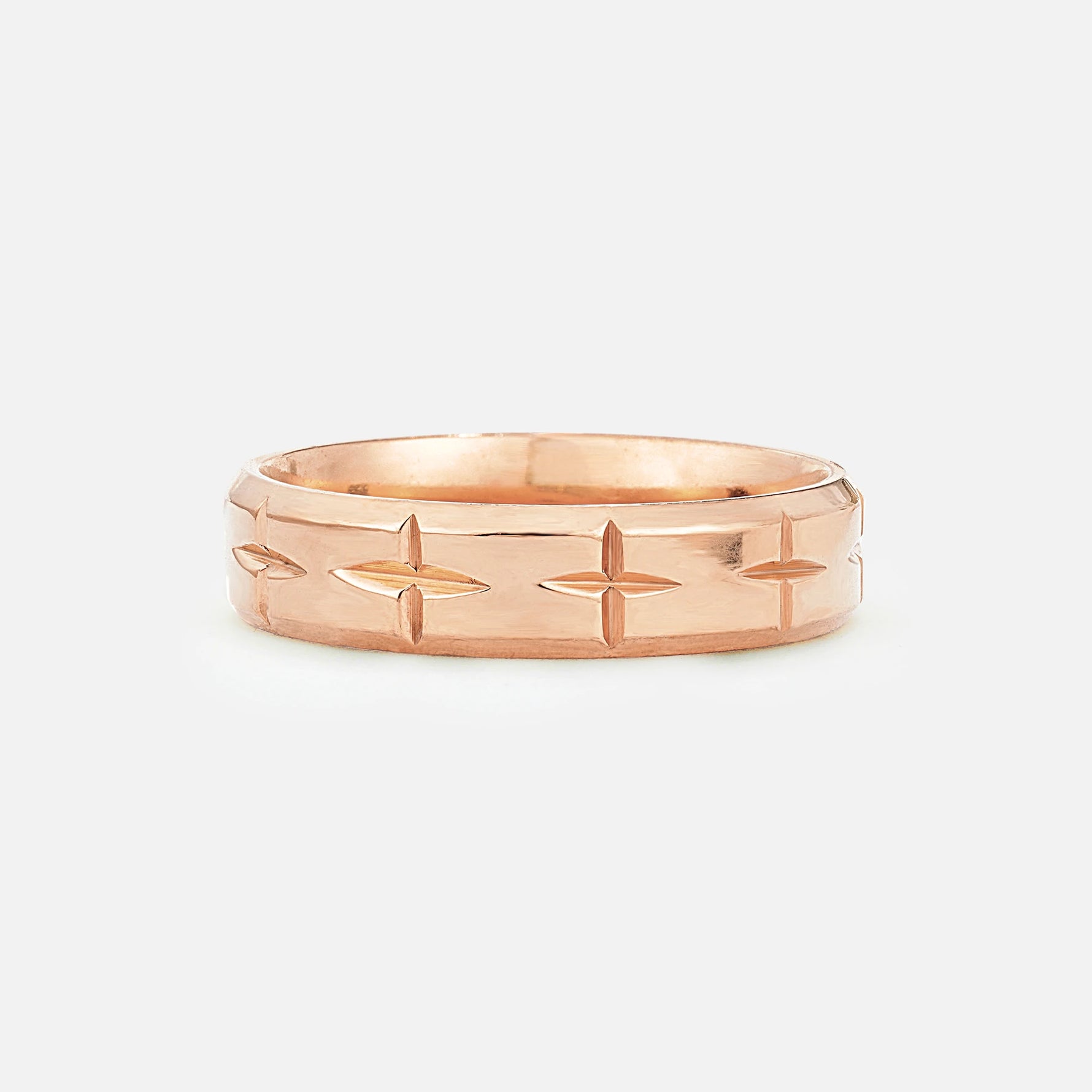 Cross Engraved Men’s Wedding Band with Polished Finish - Additional view