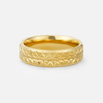 Geometric Engraved Men’s Wedding Band with Polished Center - Additional view
