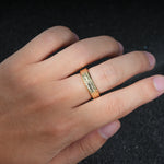 Geometric Engraved Men’s Wedding Band with Polished Center - Additional view