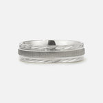 Leaf Engraved Men’s Wedding Band with Brushed Center Detail - Additional view