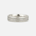Textured Men’s Wedding Band with Leaf Accent Detail - Additional view